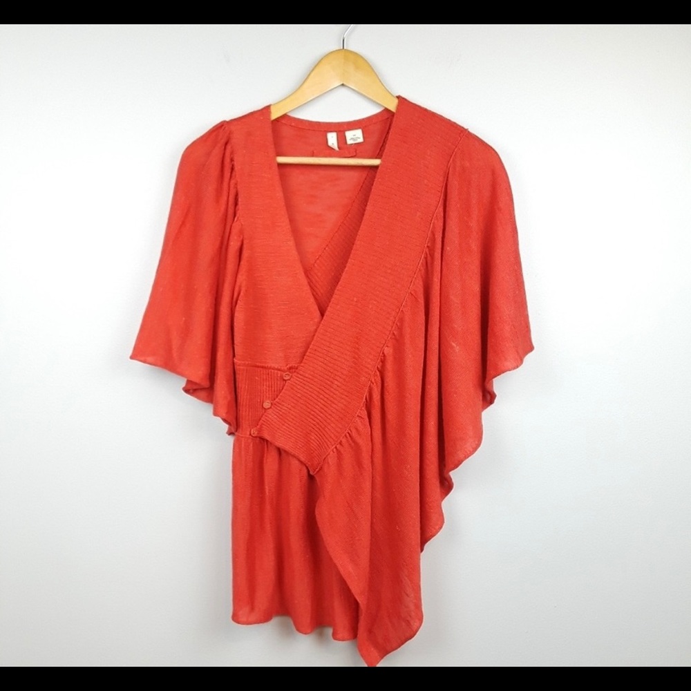 Anthropologie | Moth Taupo Wrap Ruffle Sweater